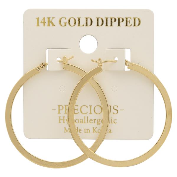 14K GOLD DIPPED FLAT HOOP EARRING