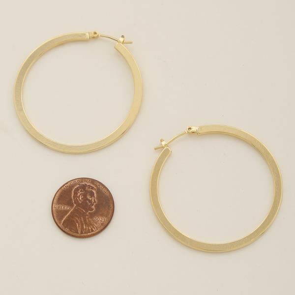 14K GOLD DIPPED FLAT HOOP EARRING