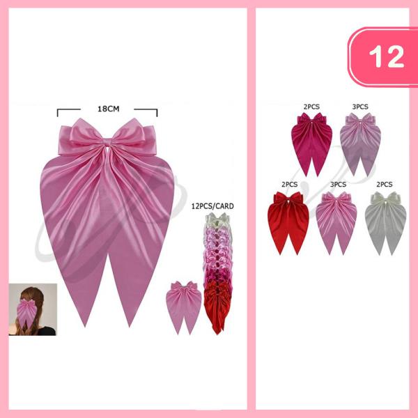 SILK LIKE LONG TAIL HAIR BOW (12 UNITS)