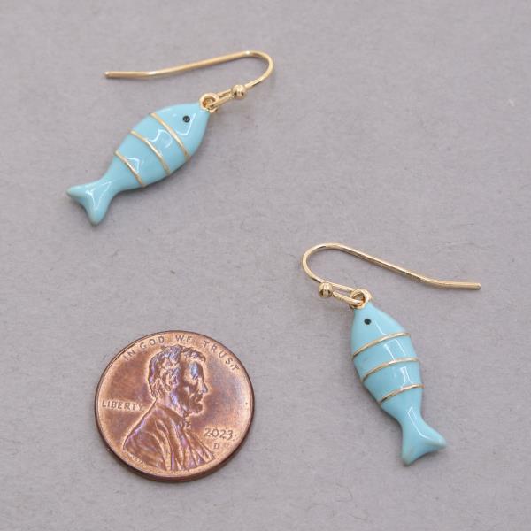 COLOR METAL FISH DANGLE EARRING