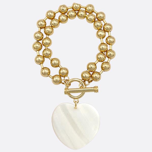 HEART MOP PENDANT W TOGGLE BRACELET
