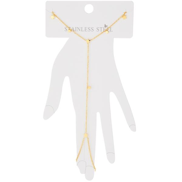 STAINLESS STEEL STAR CHAIN HAND HARNESS BRACELET