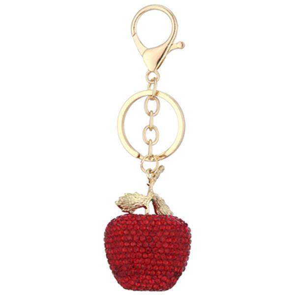 APPLE RHINESTONE KEYCHAIN