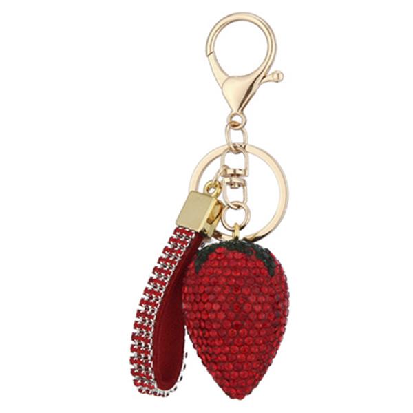 STRAWBERRY RHINESTONE KEYCHAIN