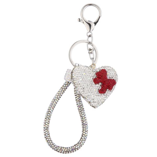 HEART RIBBON RHINESTONE KEYCHAIN