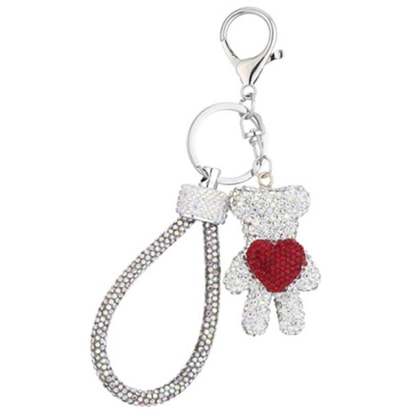 HEART BEAR RHINESTONE KEYCHAIN