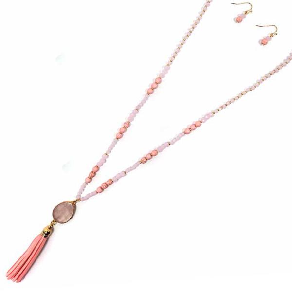 TASSEL PENDANT CHAIN NECKLACE EARRING SET
