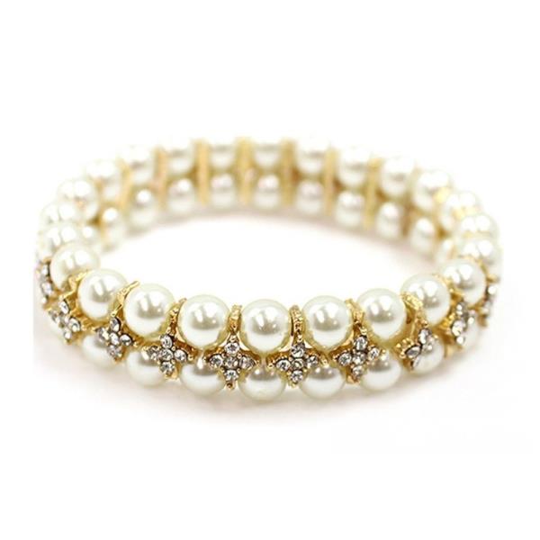 PEARL RHINESTONE ELASTIC BRACELET