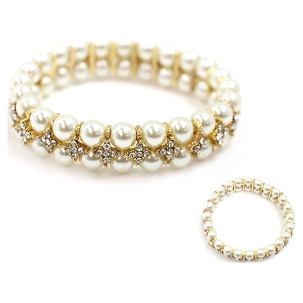 PEARL RHINESTONE ELASTIC BRACELET