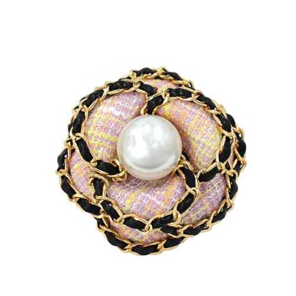 FABRIC PEARL FLOWER BROOCH