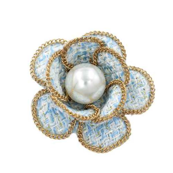 FABRIC PEARL FLOWER BROOCH