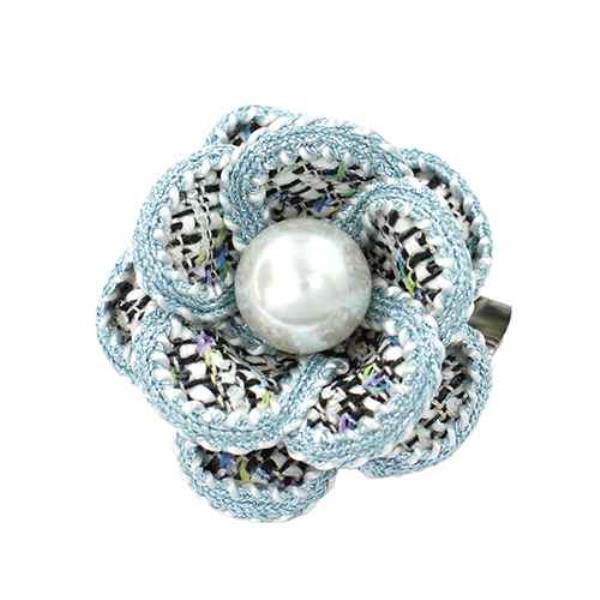 FABRIC PEARL FLOWER BROOCH