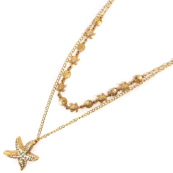 SEA LIFE STARFISH PENDANT LAYERED NECKLACE