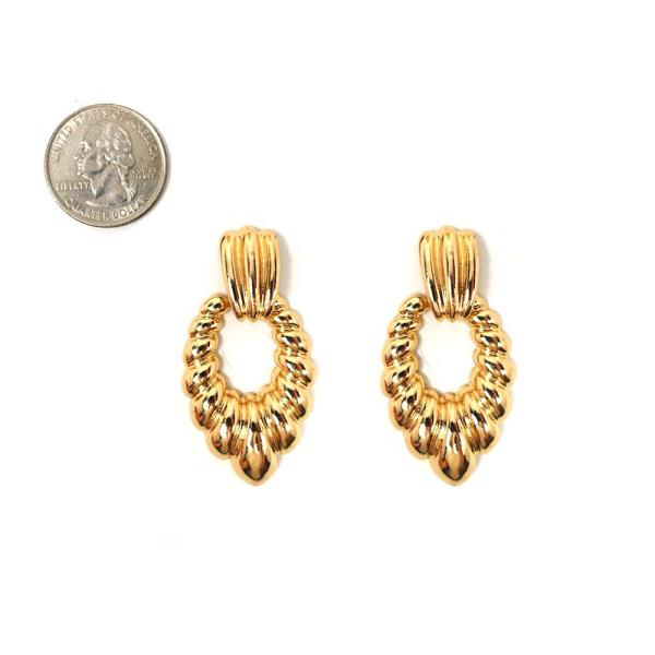 TEXTURED METAL OVAL DANGLE EARRING