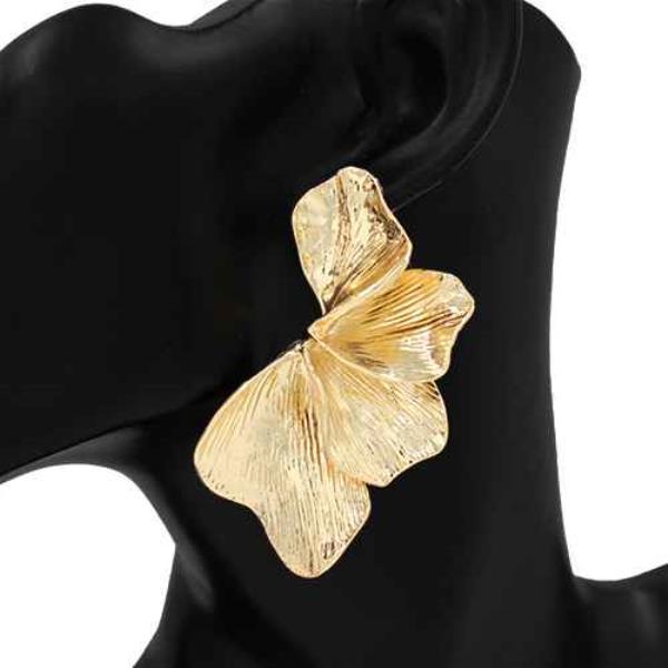 TEXTURED METAL PETAL DANGLE EARRING