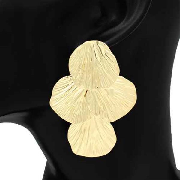 TEXTURED METAL PETAL STUD EARRING