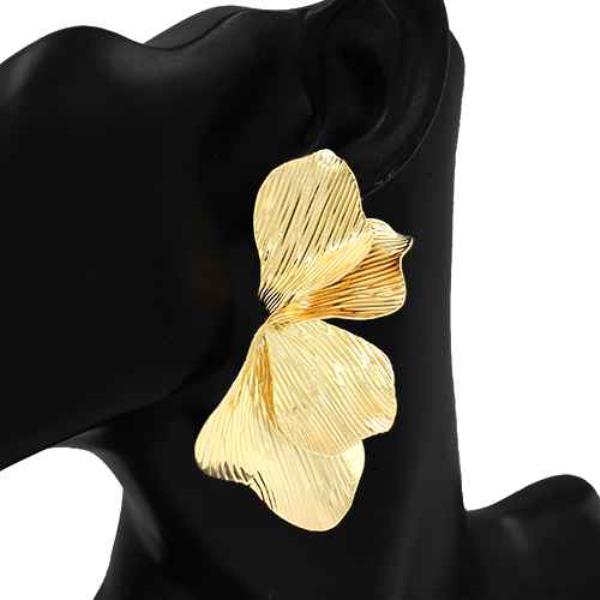 TEXTURED METAL PETAL DANGLE EARRING