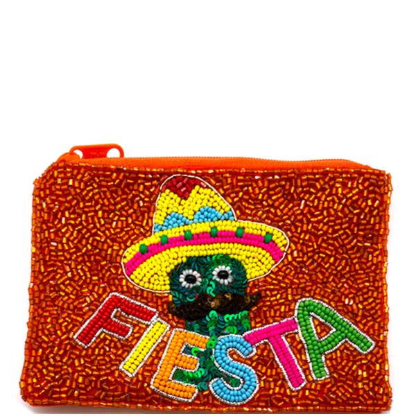 CINCO DE MAYO FIESTA SOMBRERO CHARACTER GRAPHIC SEED BEAD COIN PURSE BAG