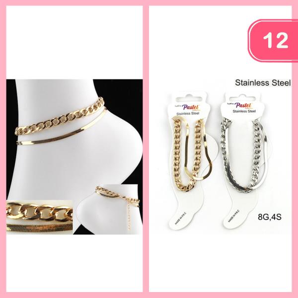 STACKABLE CHAIN ANKLET (12 UNITS)