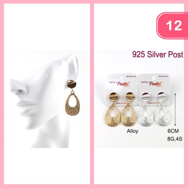 DANGLE TEXTURED METAL EARRINGS (12 UNITS)