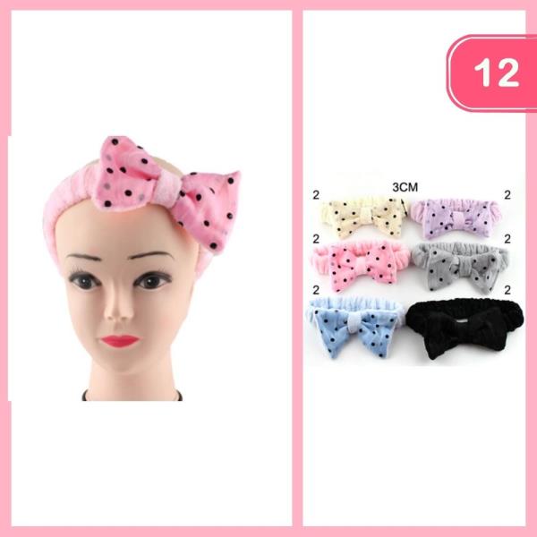 POLKA DOT BOW SPA HEADBAND (12 UNITS)