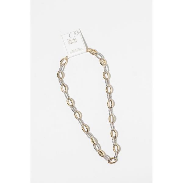 TWO TONE MIXED GOLD DIPPED OVAL LINK CHAIN NECKLACE