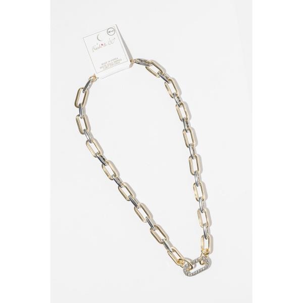 TWO TONE MIXED GOLD DIPPED OVAL LINK CHAIN NECKLACE