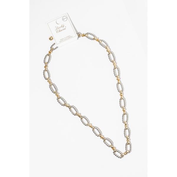 TWO TONE MIXED GOLD DIPPED OVAL LINK CHAIN NECKLACE