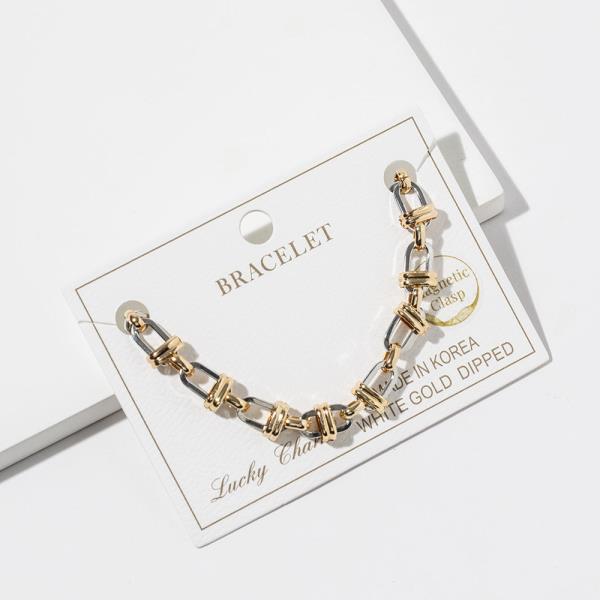 MIXED GOLD DIPPED OVAL LINK CHAIN BRACELET