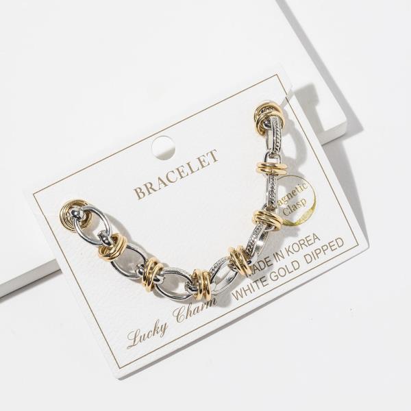 CHAIN CHARM WHITE GOLD DIPPED BRACELET