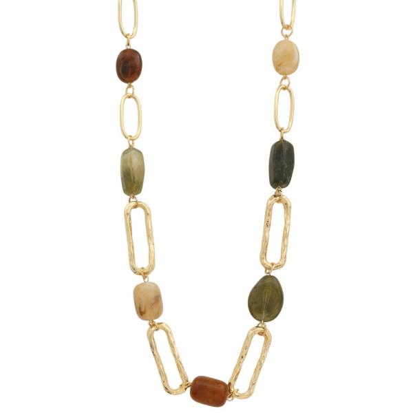 ACETATE BEAD OVAL LINK NECKLACE