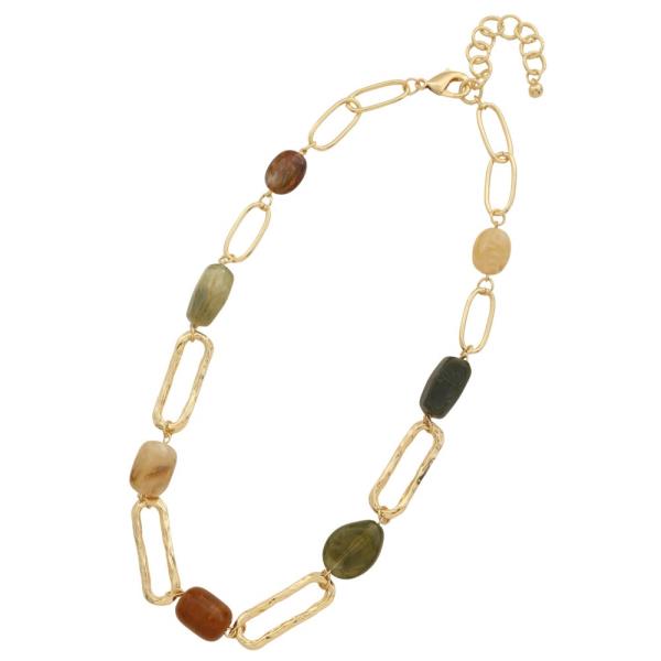 ACETATE BEAD OVAL LINK NECKLACE