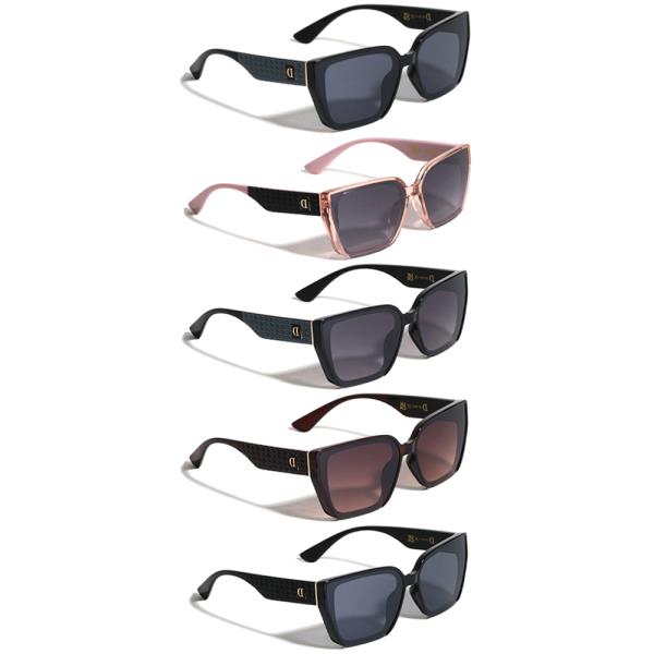RIMLESS BOTTOM D LOGO SQUARED CAT EYE SUNGLASSES 1DZ