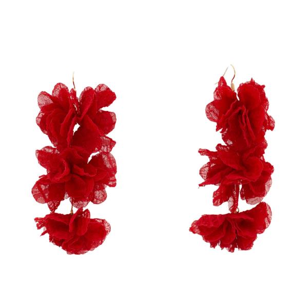METAL FLORAL DROP DANGLE EARRING
