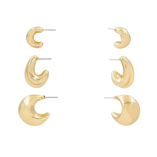 METAL C HOOP MULTI EARRING SET