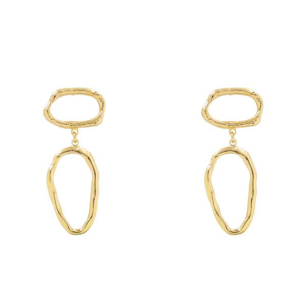 METAL LINKED OVAL DANGLE EARRING
