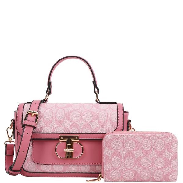 2IN1 OVAL PATTERN HANDLE SATCHEL W WALLET SET