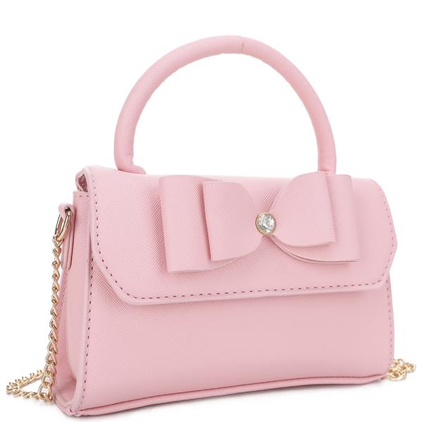 CHIC HANDLE BOW DESIGN CROSSBODY BAG