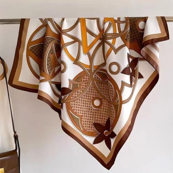 VINTAGE ORNAMENT MIX PATTERN SILKY BANDANA NECK SCARF