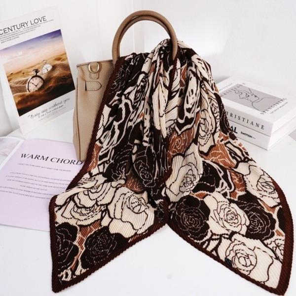 ROSE MONOGRAM ACCORDION PLEATED SCARF