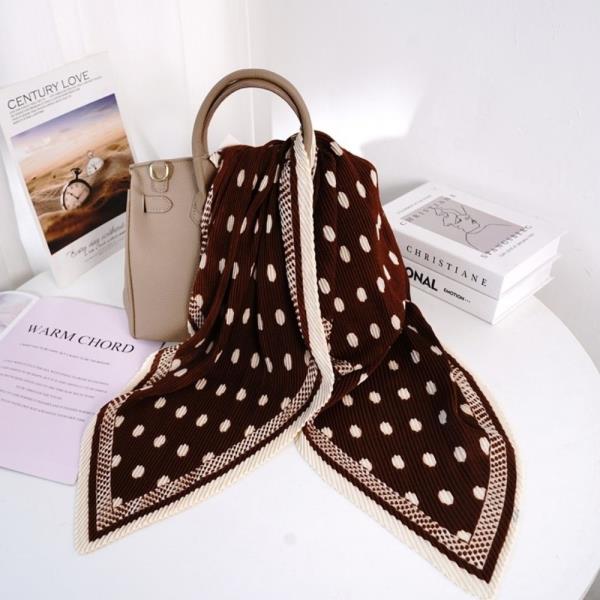 POLKA DOT MONOGRAM ACCORDION PLEATED SCARF