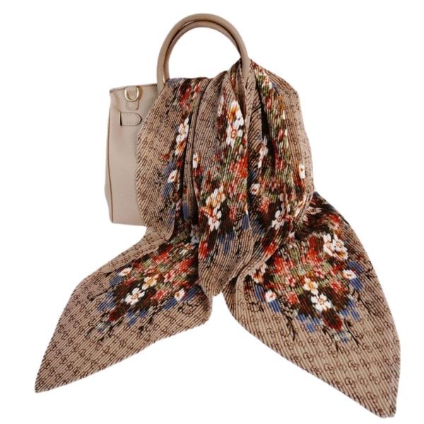 FLORAL MONOGRAM ACCORDION PLEATED SCARF