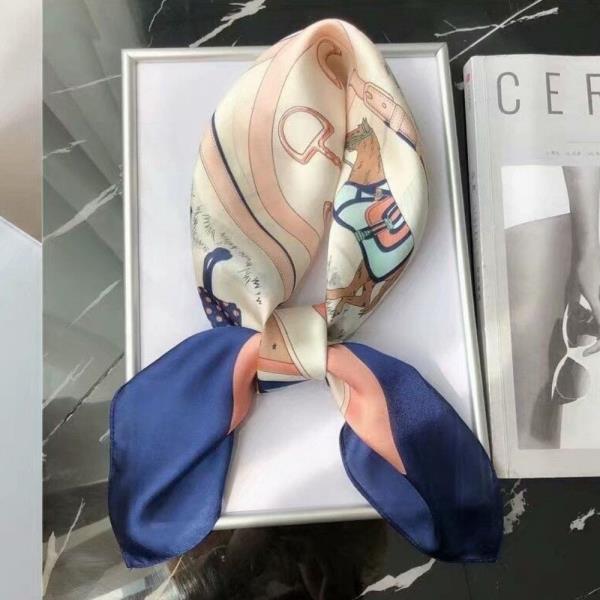 VINTAGE ORNAMENT SCARF PRINT MIX PATTERN SILKY BANDANA NECK SCARF