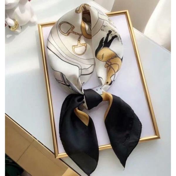 VINTAGE ORNAMENT SCARF PRINT MIX PATTERN SILKY BANDANA NECK SCARF