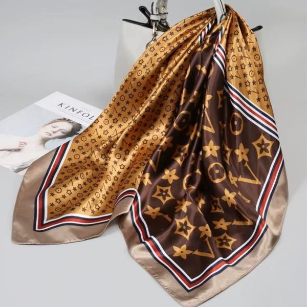 FLOWER MIX PATTERN SILKY BANDANA NECK SCARF