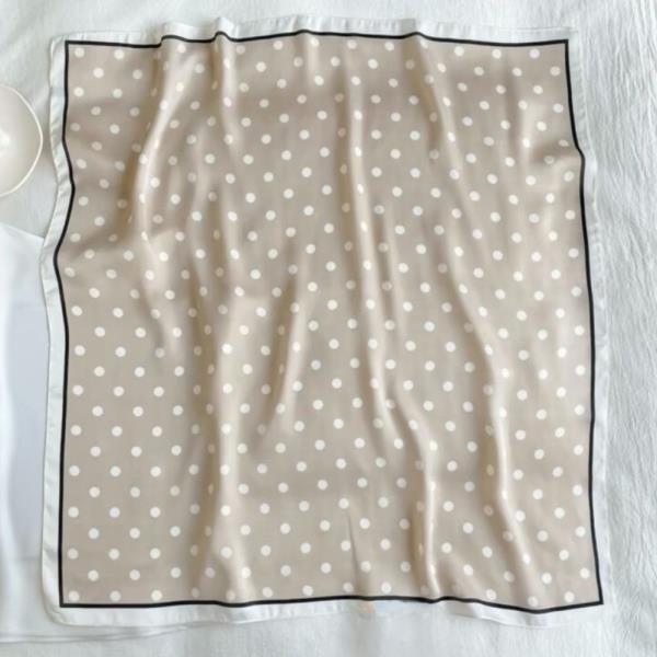 POLKA DOT FRAME MIX PATTERN SILKY BANDANA NECK SCARF