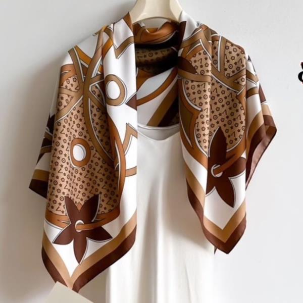 MULTI PATTERN SILKY BANDANA SQUARE NECK SCARF