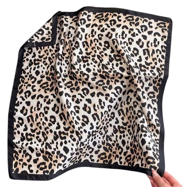 LEOPARD MIX PATTERN SILKY BANDANA NECK SCARF