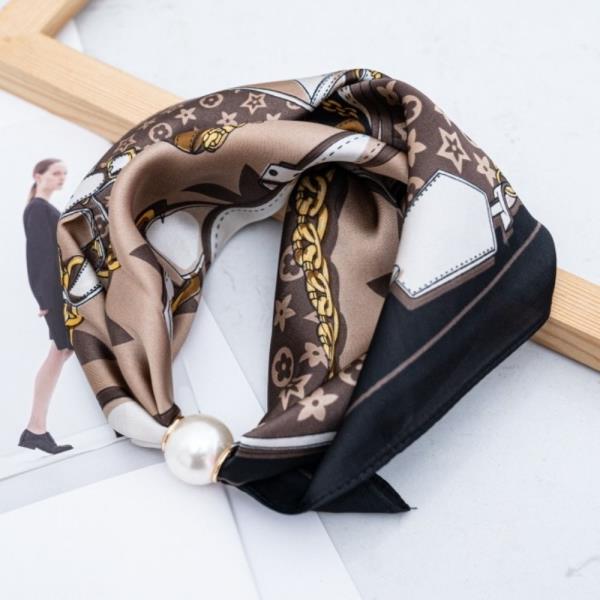 FLOWER CHAIN MIX PATTERN SILKY BANDANA NECK SCARF