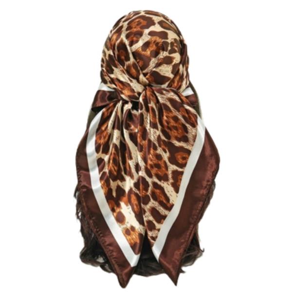 LEOPARD PRINT MIX PATTERN SILKY BANDANA NECK SCARF